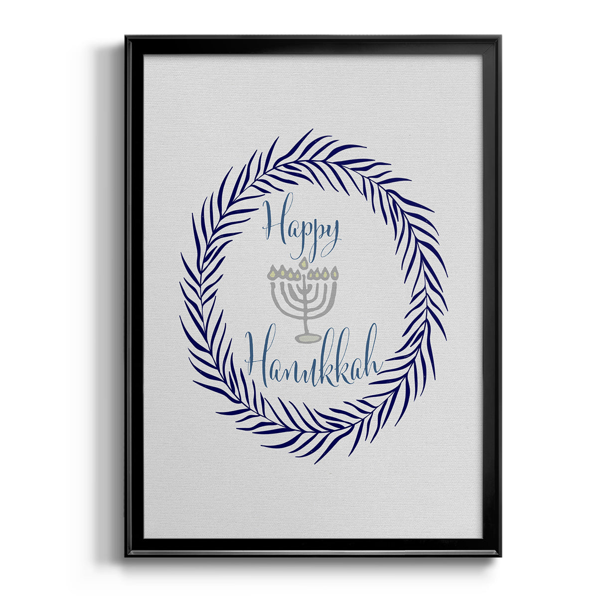 Hanukkah Wreath - Modern Framed Canvas Print