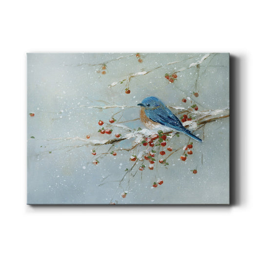 Blue Bird in Winter - Canvas Art Print