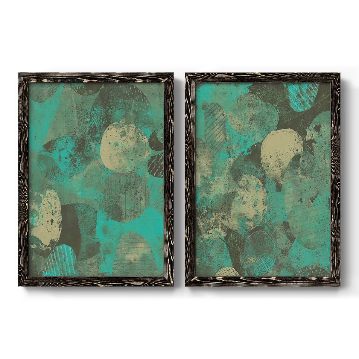 Minty Green Orbs I - Premium Framed Canvas 2 Piece Set - Ready to Hang