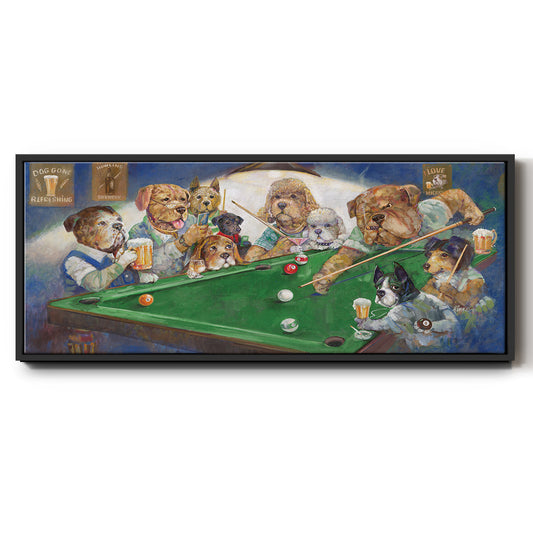 Pool Dogs - Floater Framed Canvas Print