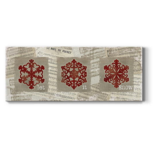 Burlap Music Snowflakes Premium Gallery Wrapped Canvas - Ready to Hang