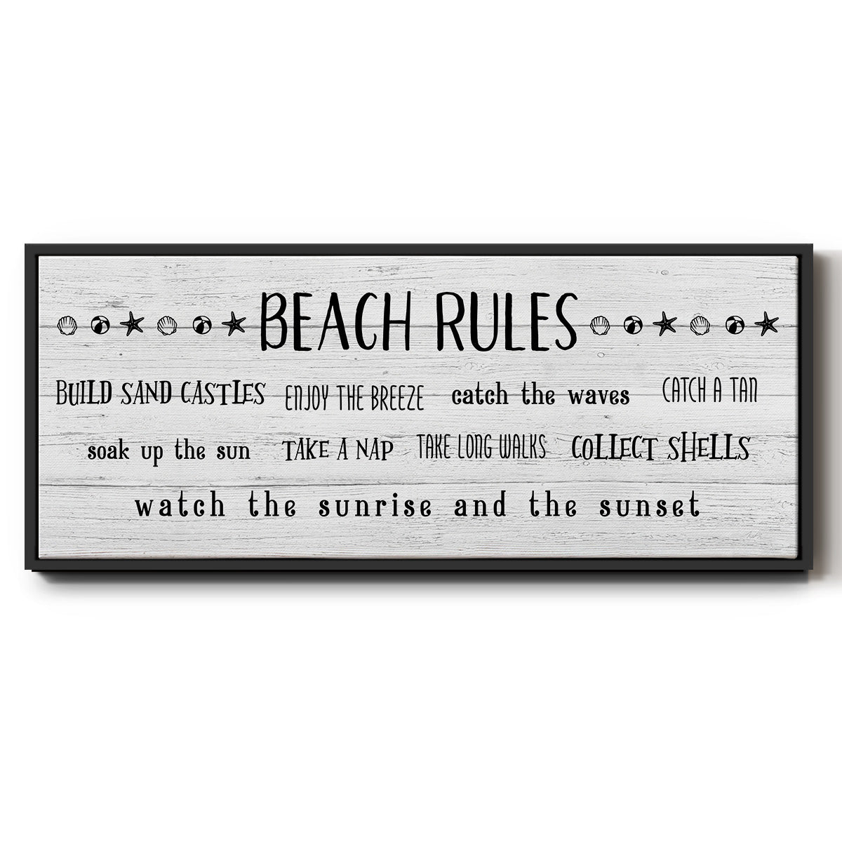 Rules of the Beach - Floater Framed Canvas Print