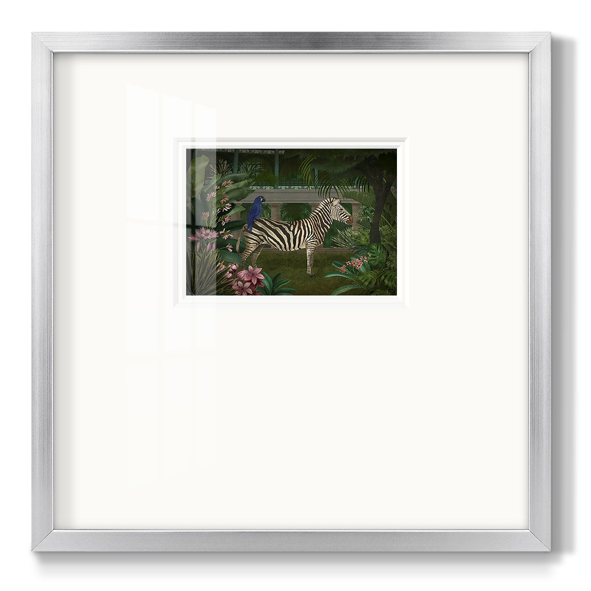 Zebra In Conservatory - Double Matboard Framed Print