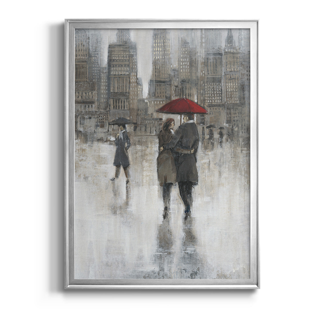 Rain in The City II - Modern Framed Canvas Print