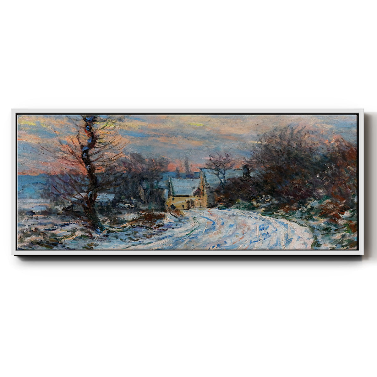 Road to Giverny in Winter, 1885 - Floater Framed Canvas Print