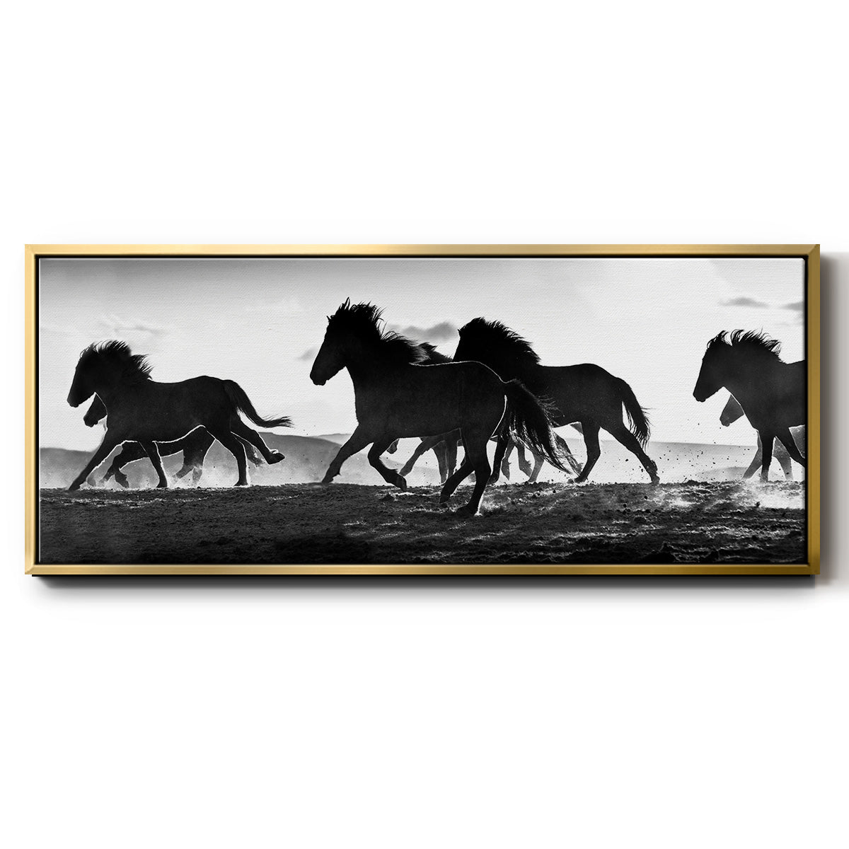 Icelandic Horses at Sunset - Floater Framed Canvas Print