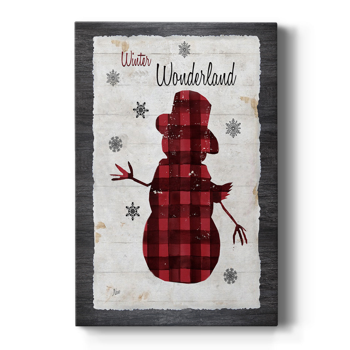 Checkered Snowman II Premium Gallery Wrapped Canvas - Ready to Hang