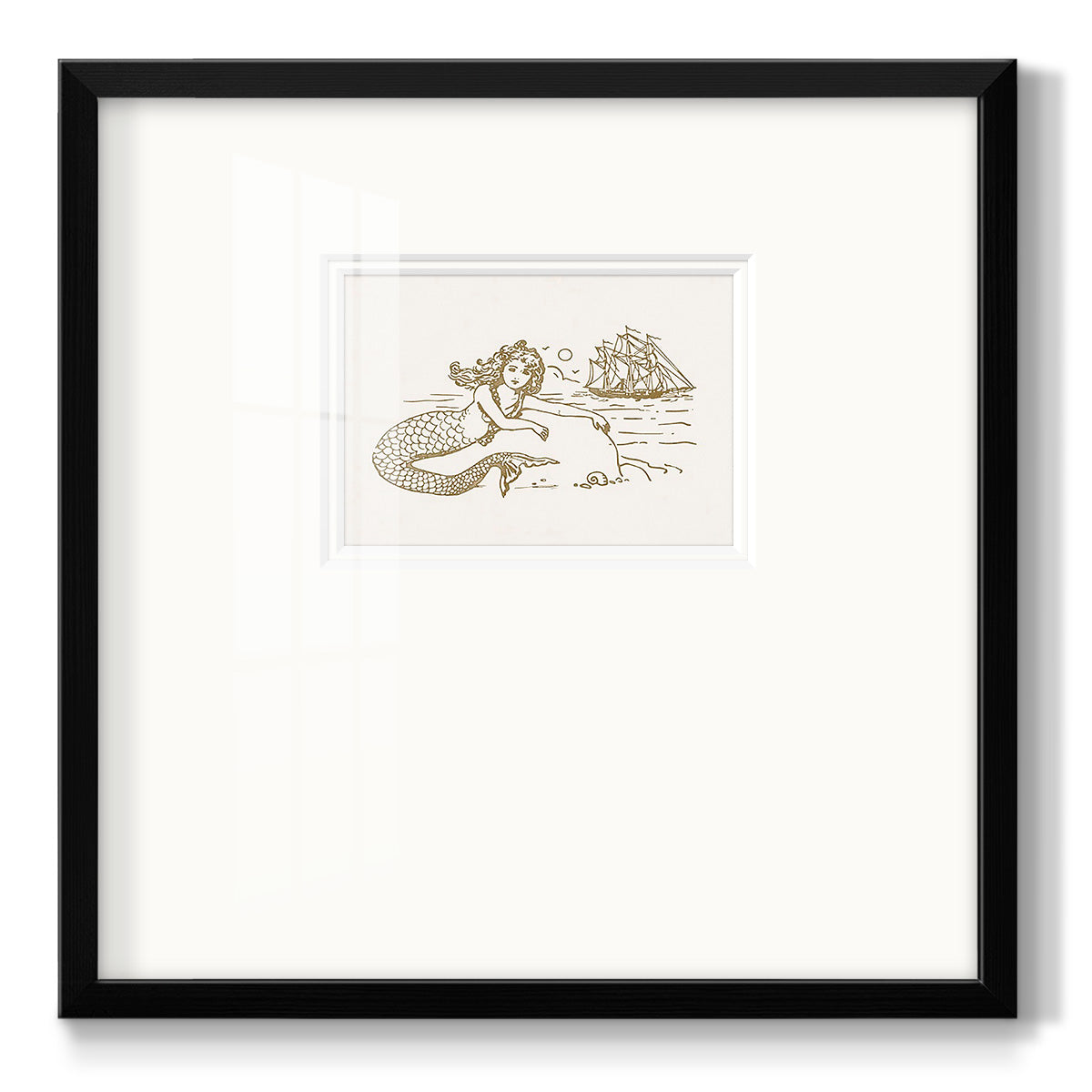 Sunning Mermaid I Premium Framed Print Double Matboard