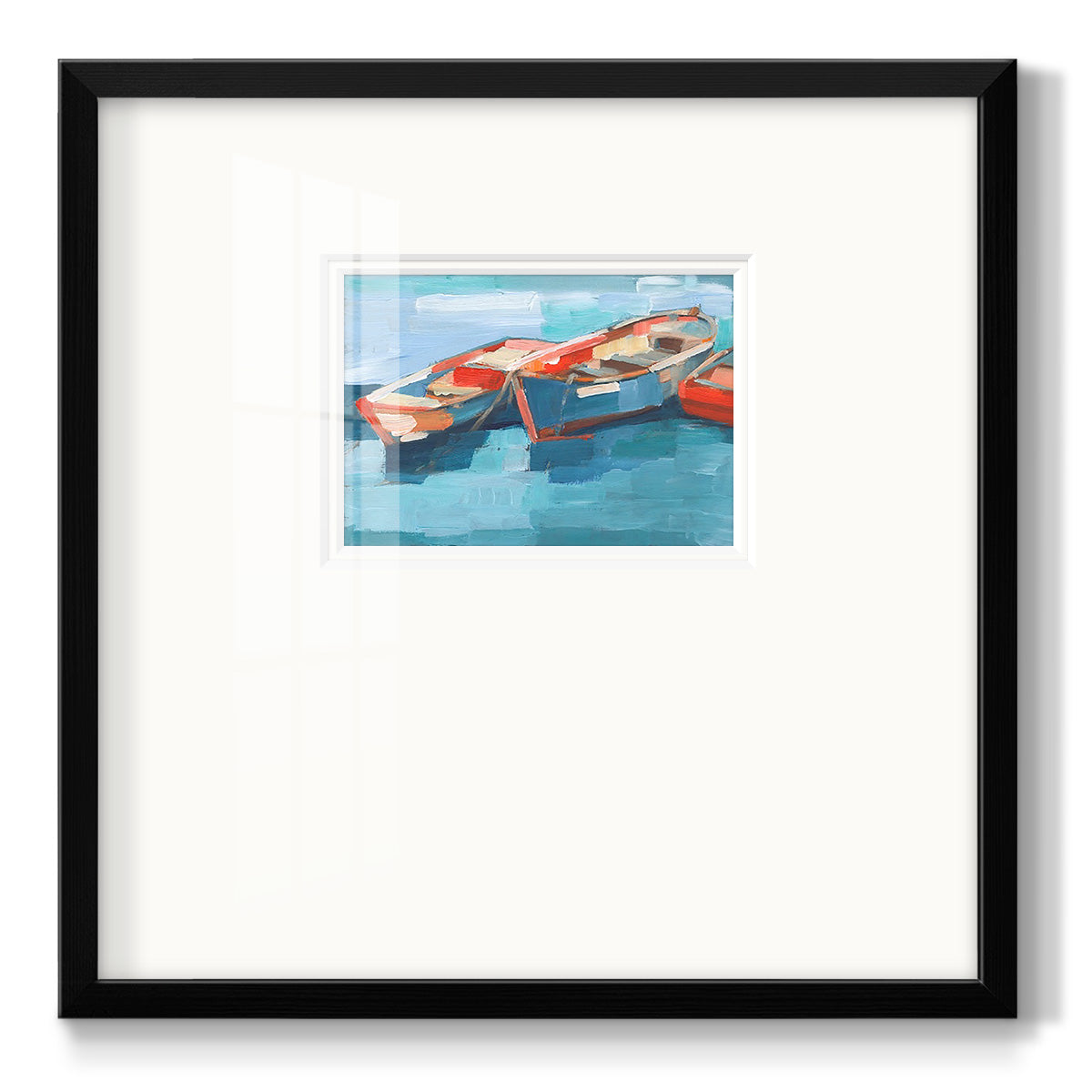 Primary Boats I Premium Framed Print Double Matboard