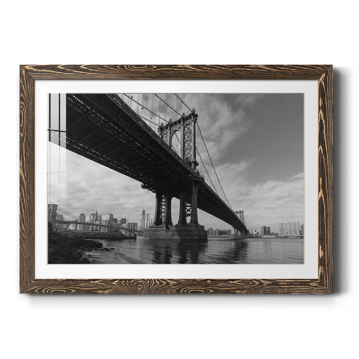 Manhattan Bridge - Barnwood Framed Art Print