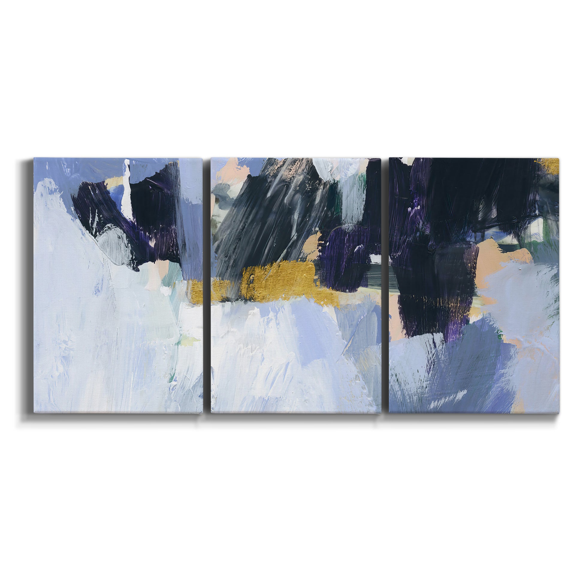 Three-panel canvas wall art featuring icy abstract arctic ledge on white background.