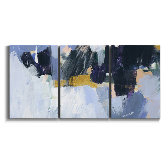 Three-panel canvas wall art featuring icy abstract arctic ledge on white background.