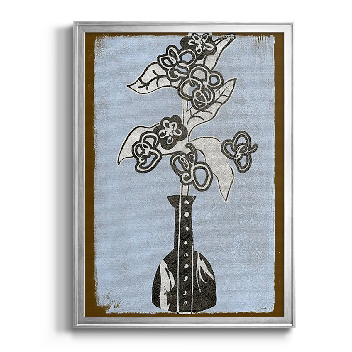 Graphic Flowers in Vase III - Modern Framed Canvas Print