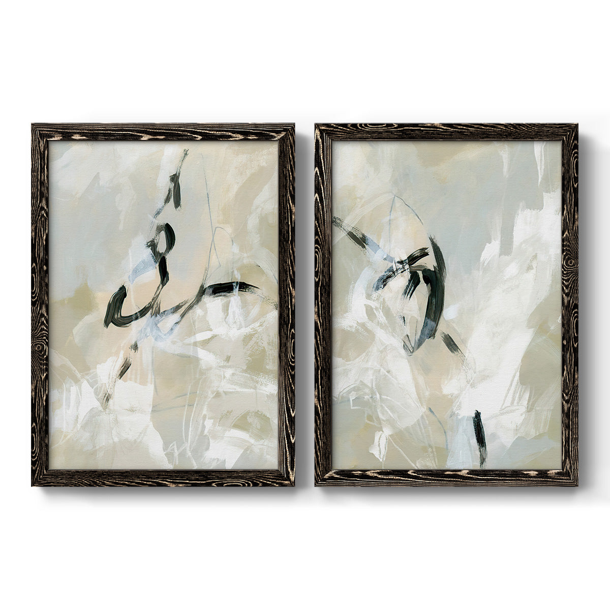 Scribble Veil I - Premium Framed Canvas 2 Piece Set - Ready to Hang