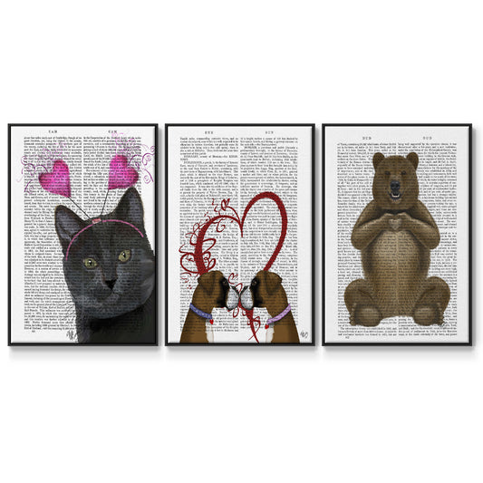 Bear and Hand Heart - Floater Framed Canvas Set