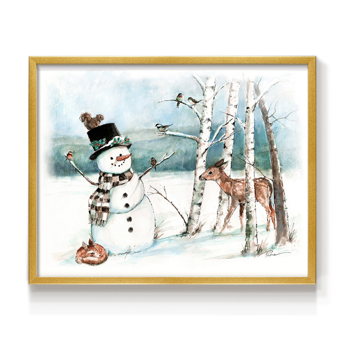 42975,snowman,deer,winter,forest,snowy landscape,birds,birch trees,scarf,top hat,wildlife,nature,frost,season,serene,animal,frosty,woodlands,frozen,cold,playful,outdoors,charming,magical,landscape art,whimsical,fauna,friendly,wildlife observation,tranquility,country scene,illustration,snowflakes,seasonal,heritage,woodland creatures,holiday,scenic,peaceful,natural beauty,art,Re-stickable,Landscape & Nature