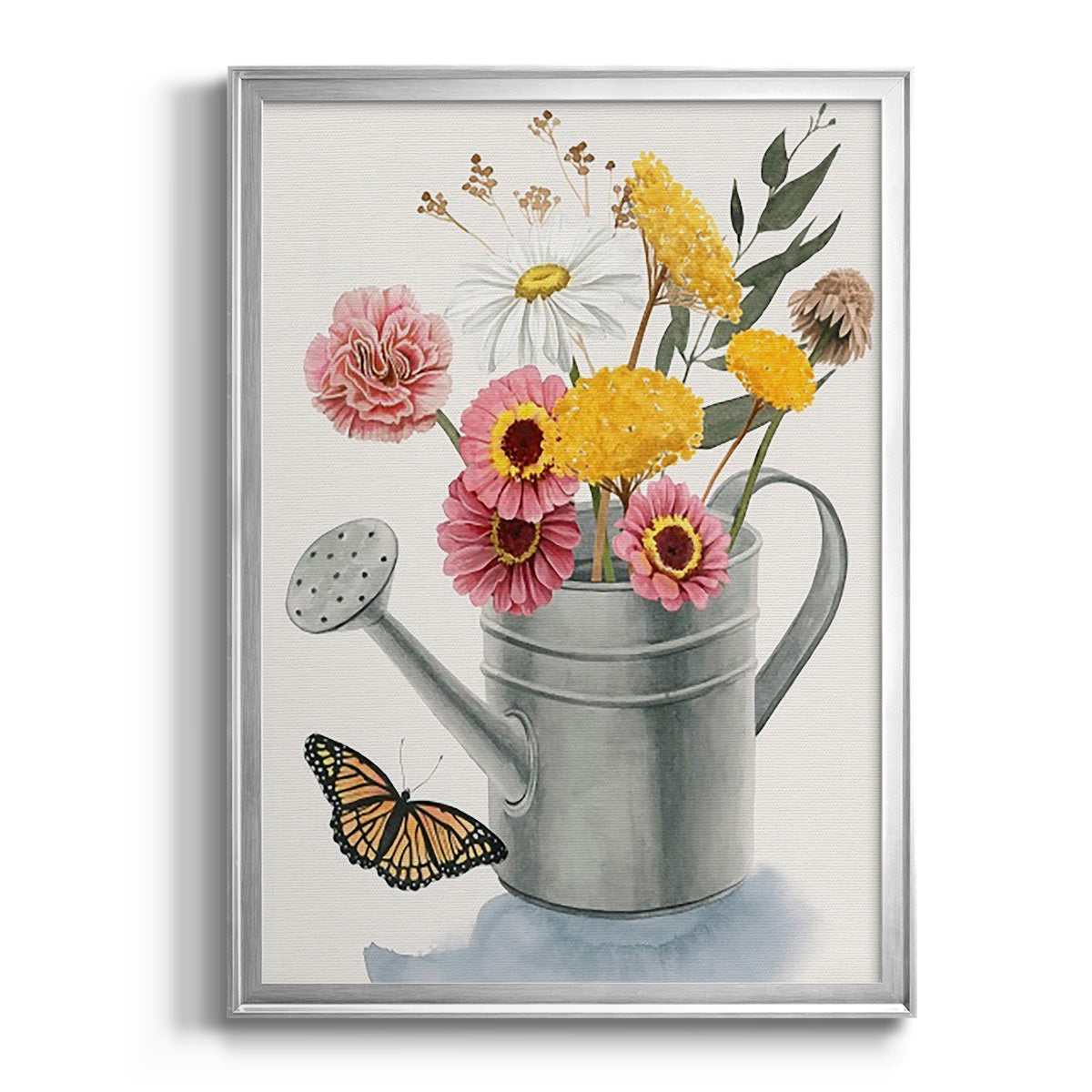 Watering Can Bouquet I - Modern Framed Canvas Print