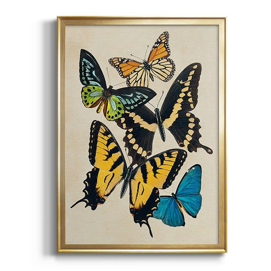 Collaged Butterflies II - Modern Framed Canvas Print