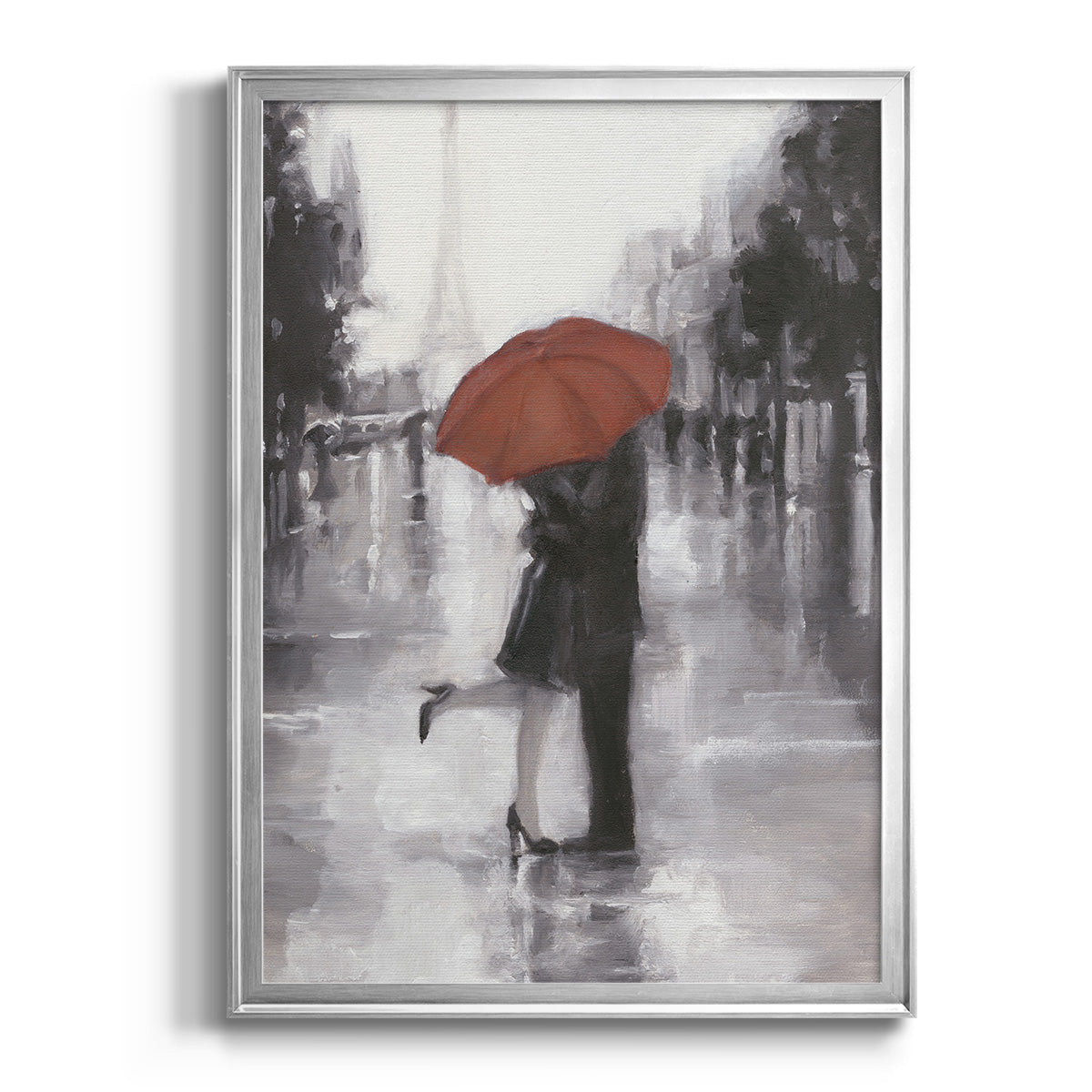 Caught in the Rain - Modern Framed Canvas Print