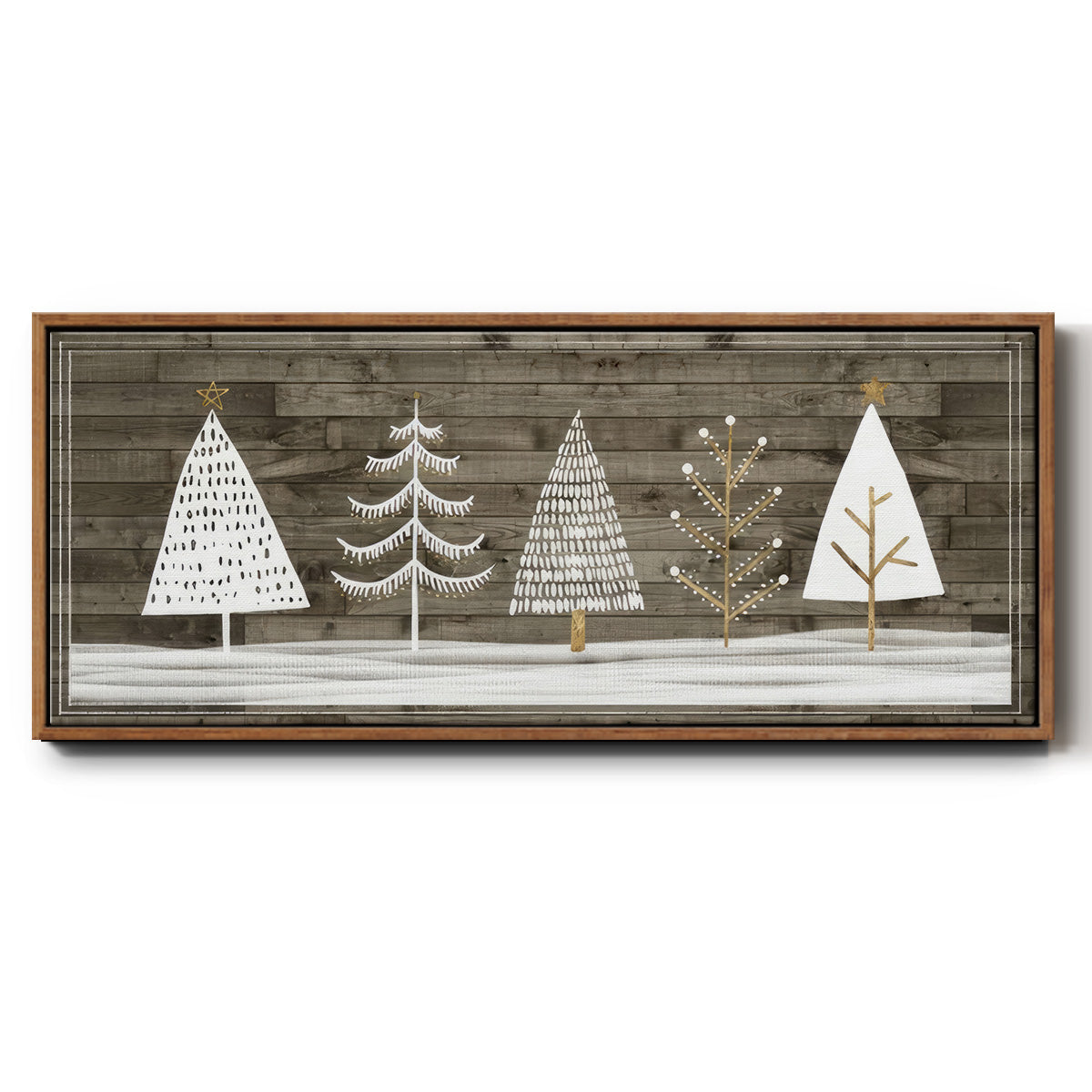 Wooded White Christmas Collection D - Floater Framed Canvas Print