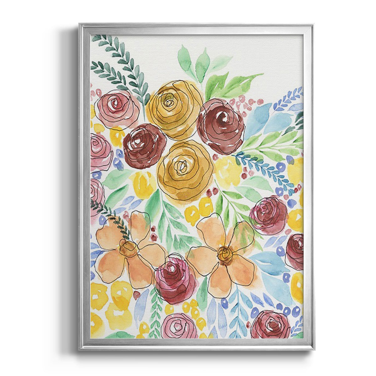 Flower Carousel I - Modern Framed Canvas Print