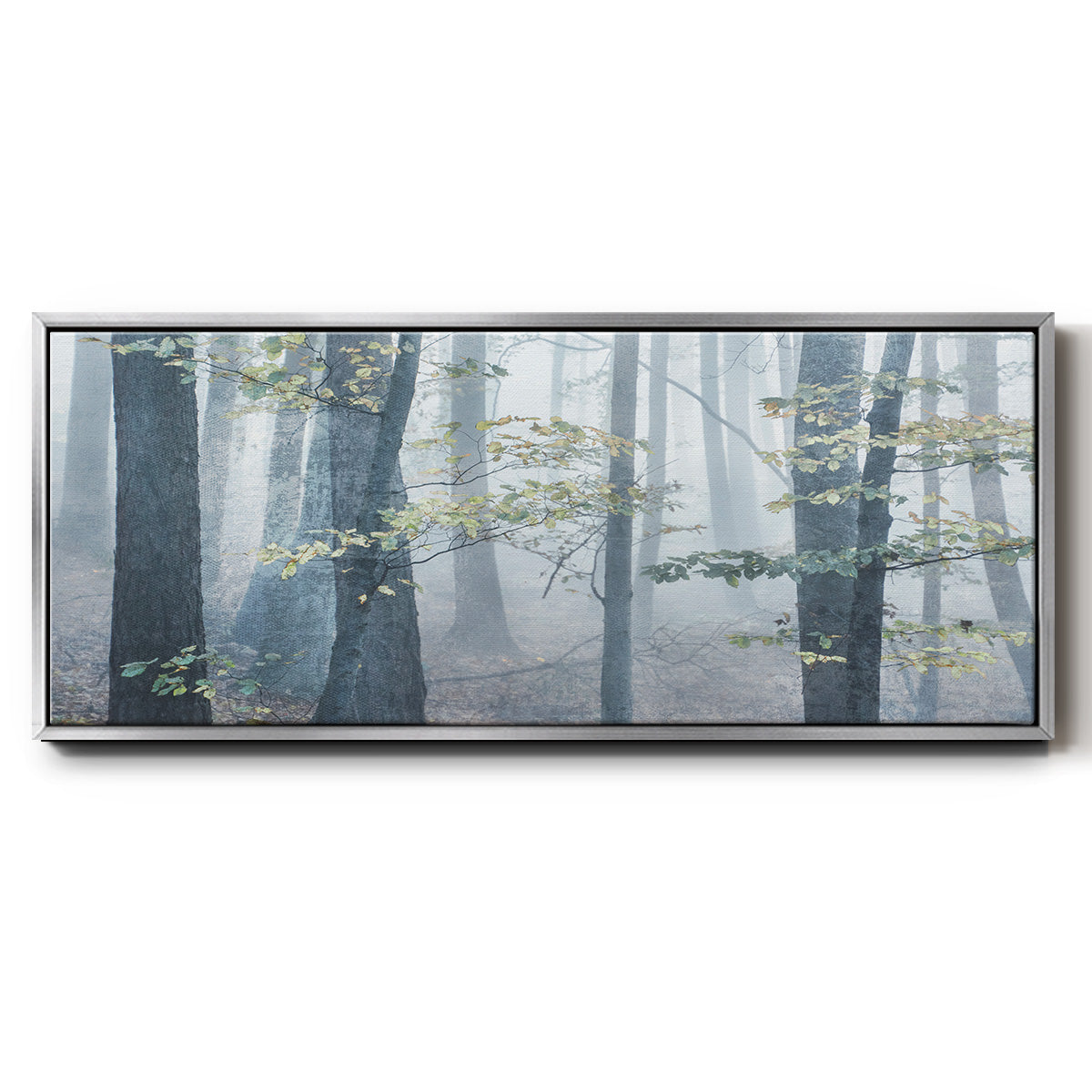 Chalky Misty Autumn Forest View - Floater Framed Canvas Print