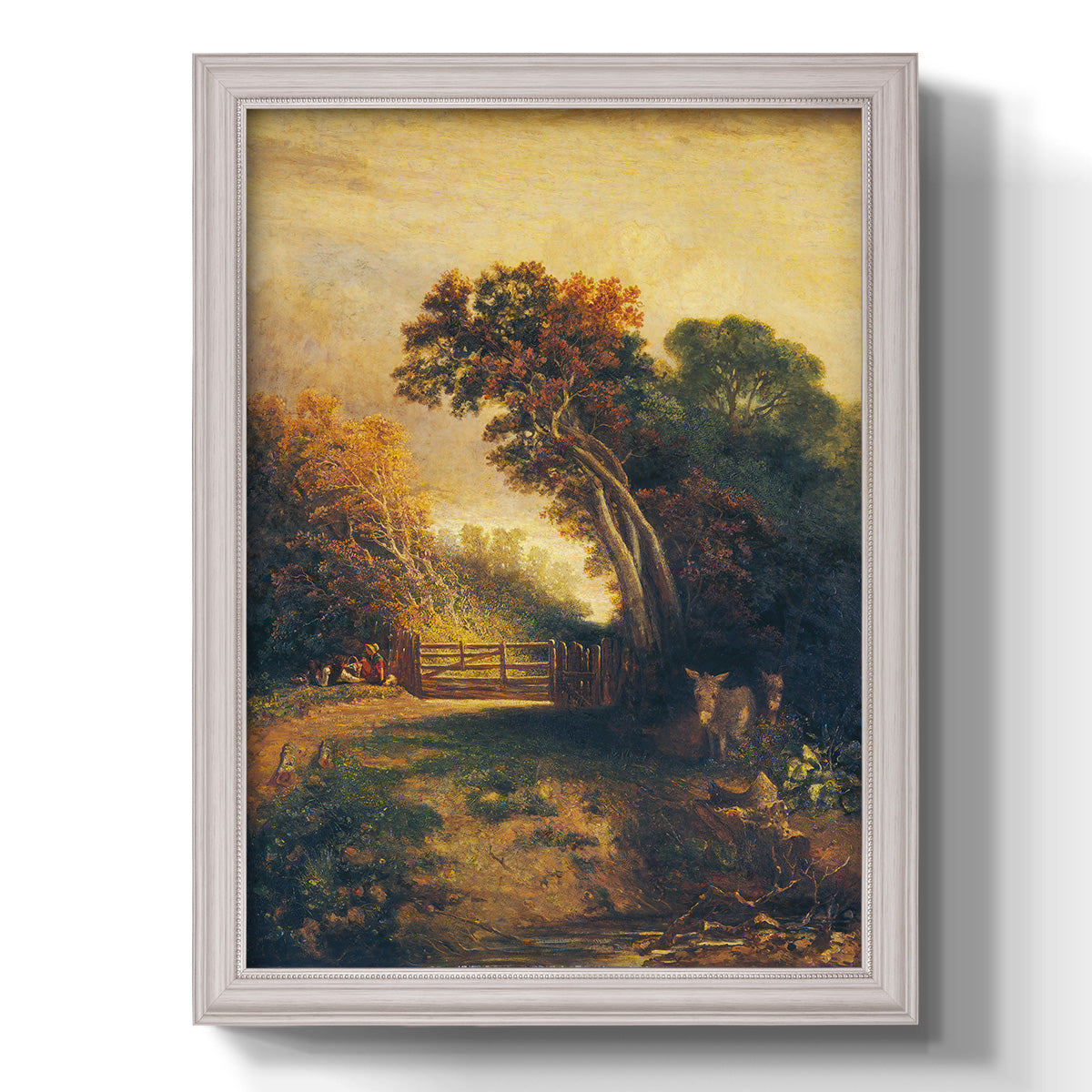 Landscape with Picnickers and Donkeys - Ornate Framed Canvas Print