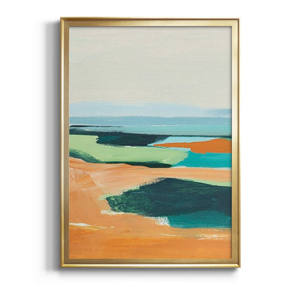 Aqua and Orange II - Modern Framed Canvas Print