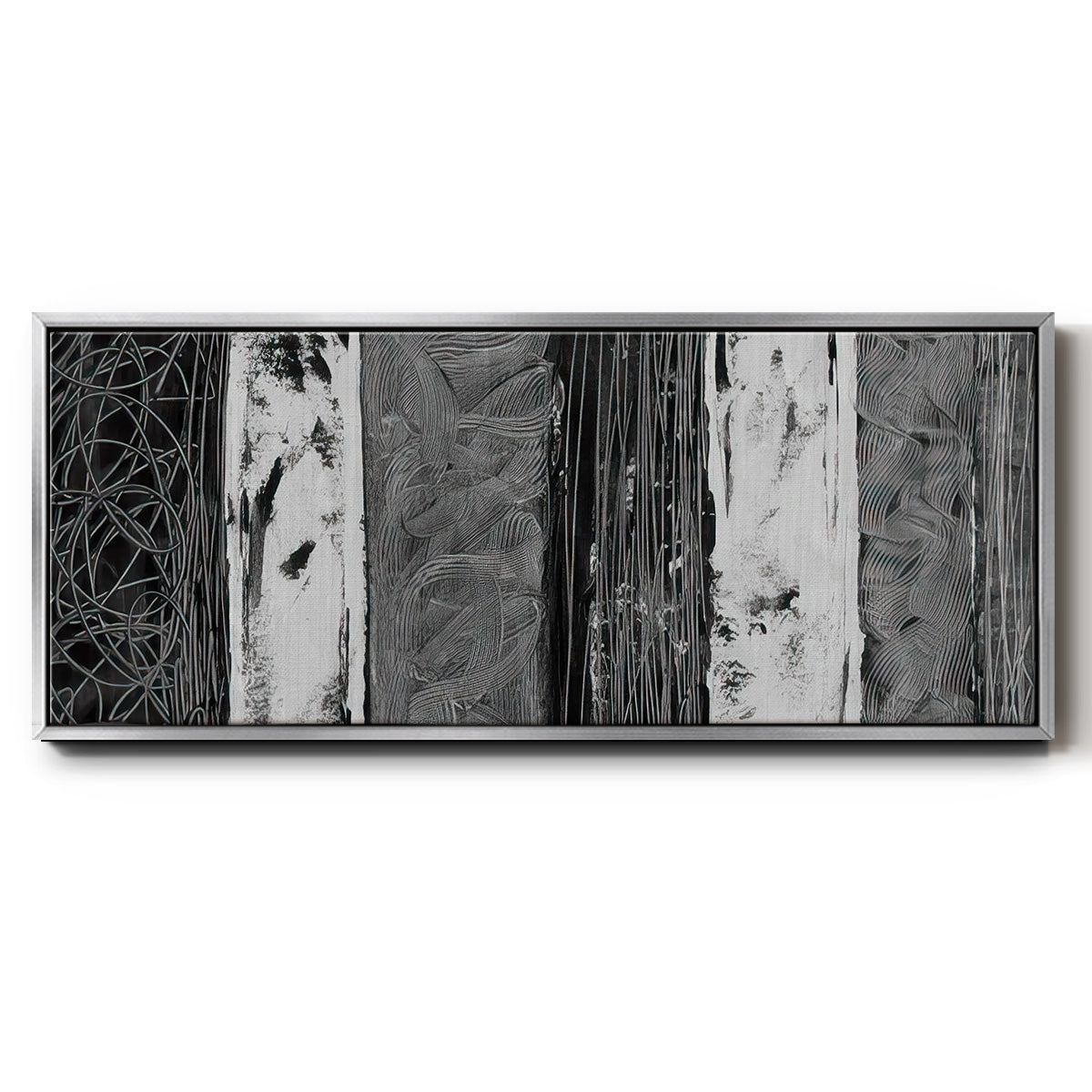Printed Brushed Nickel Abstract I - Floater Framed Canvas Print