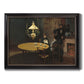 Impressionist domestic interior scene by Claude Monet printed on canvas in an ornate black frame with gilded inner detail.