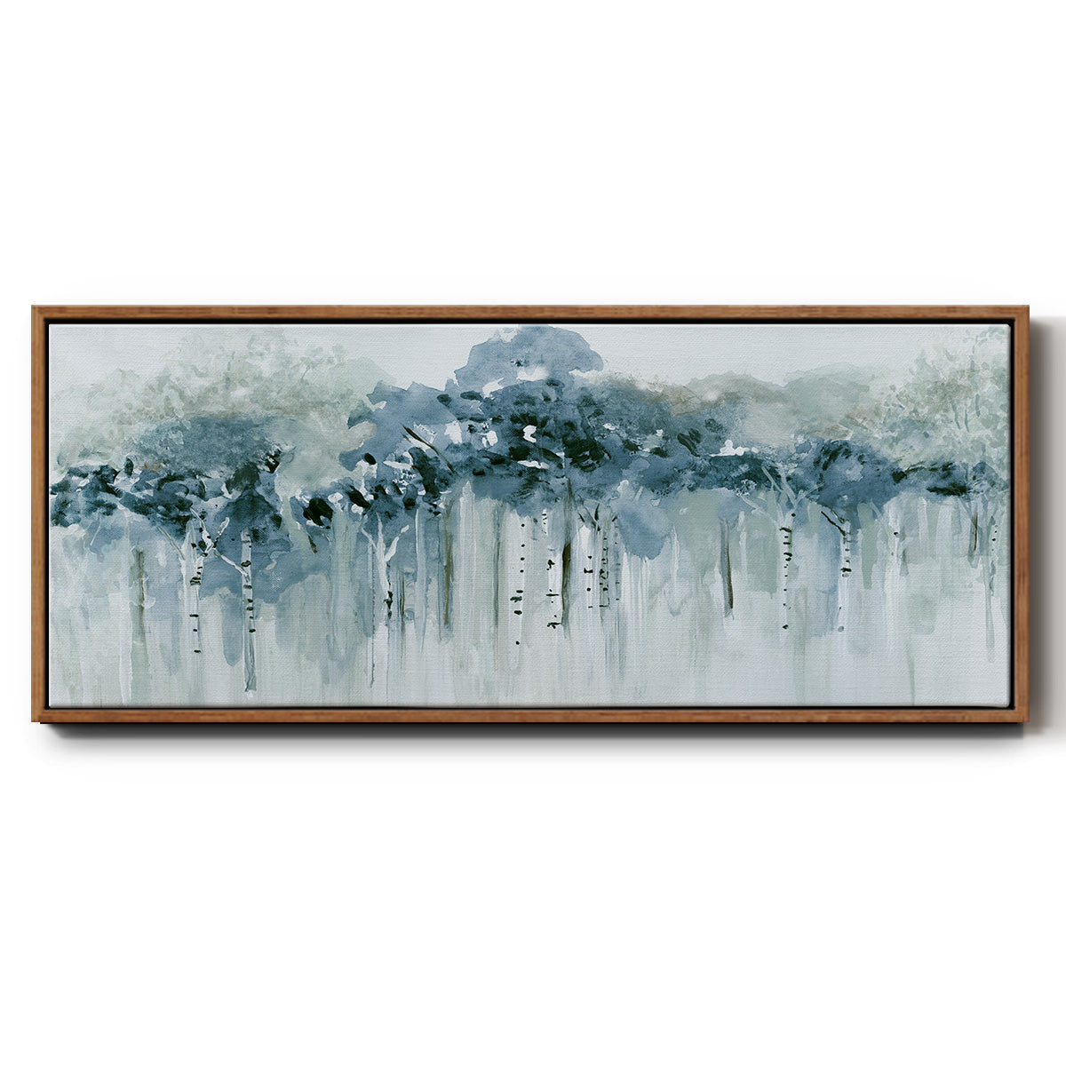 Blue Birch Morning - Floater Framed Canvas Print
