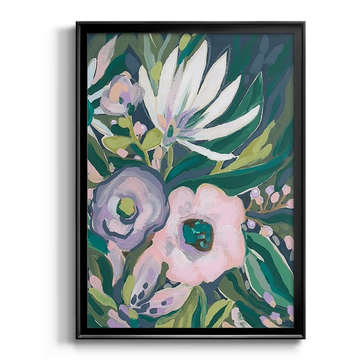 Purple Jungle Garden II - Modern Framed Canvas Print