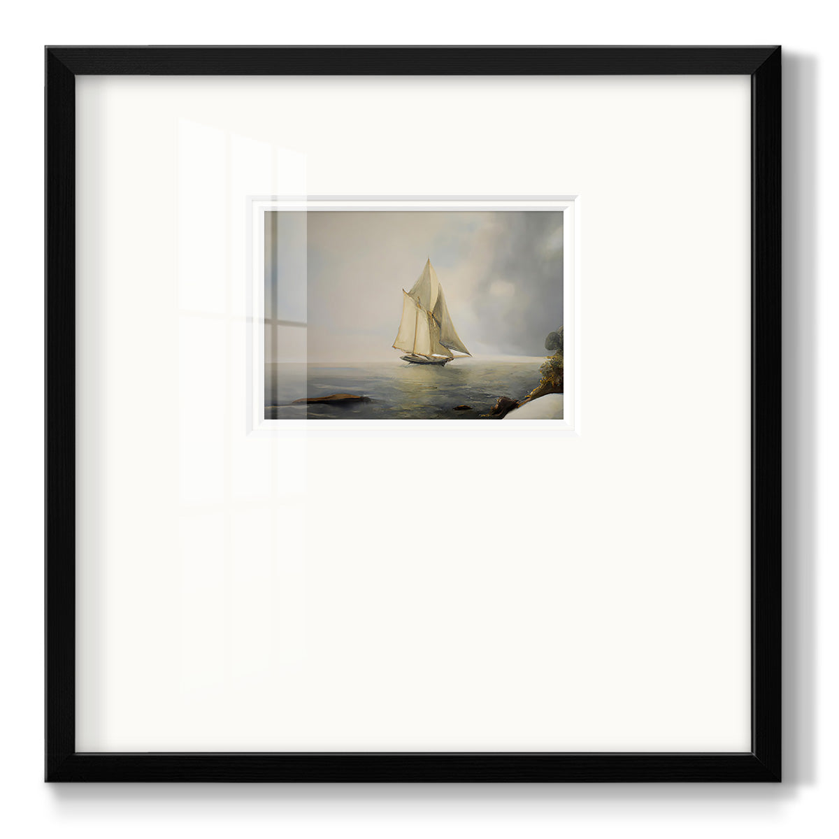 Foggy Sail I Premium Framed Print Double Matboard