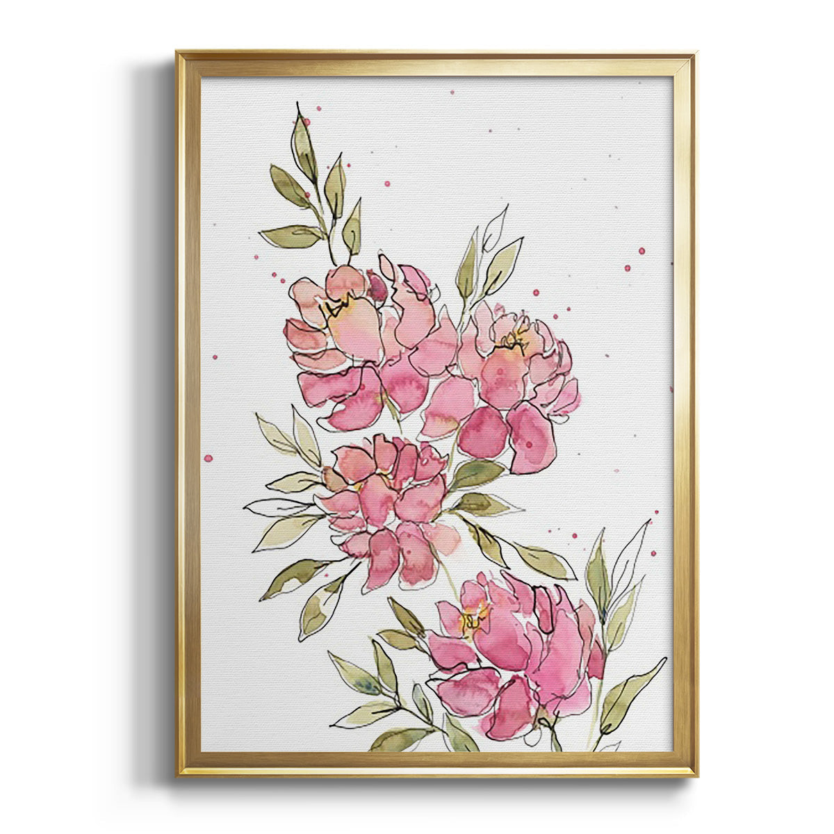 Watercolor Blooms I - Modern Framed Canvas Print