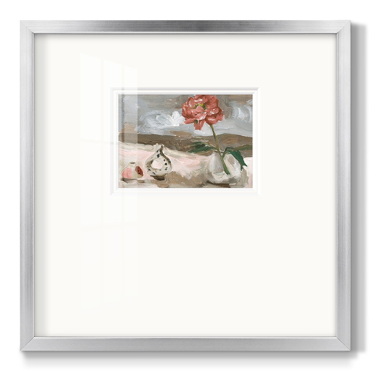 Vase of Pink Flowers IV - Double Matboard Framed Print