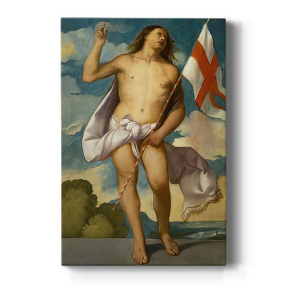 Canvas art print featuring a Renaissance religious scene of Christ standing with soft light and rich tones on a clean white background.