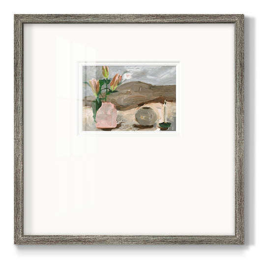 Vase of Pink Flowers V - Double Matboard Framed Print