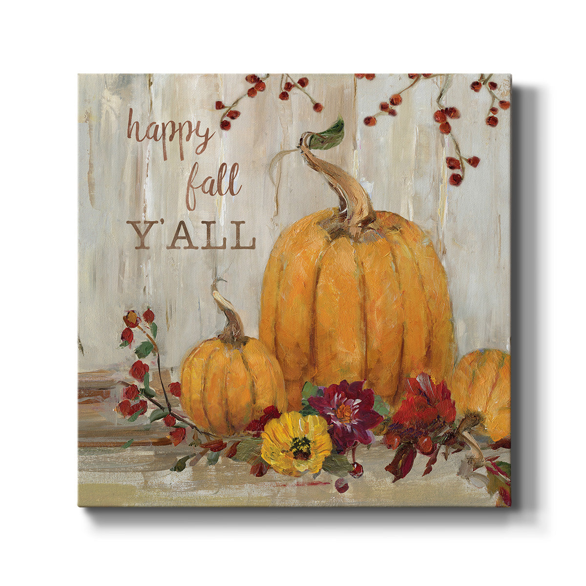 Happy Fall Pumpkins-Premium Gallery Wrapped Canvas - Ready to Hang