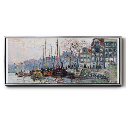 View of the Kromme Waal in Amsterdam - Floater Framed Canvas Print
