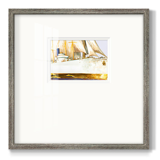 Golden Steam Ship Premium Framed Print Double Matboard