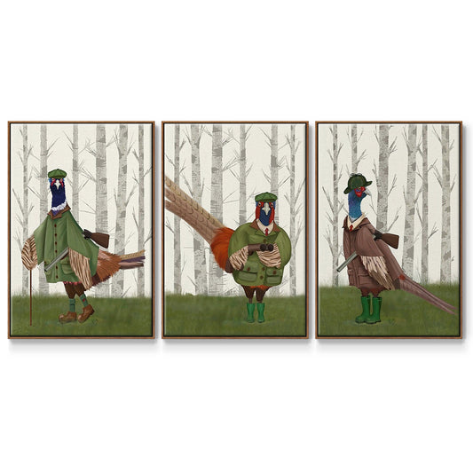 Pheasant Shooting Party 5 - Floater Framed Canvas Set