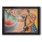 Neo-impressionist abstract portrait by Paul Signac printed on canvas in an ornate black frame with gilded inner detail.