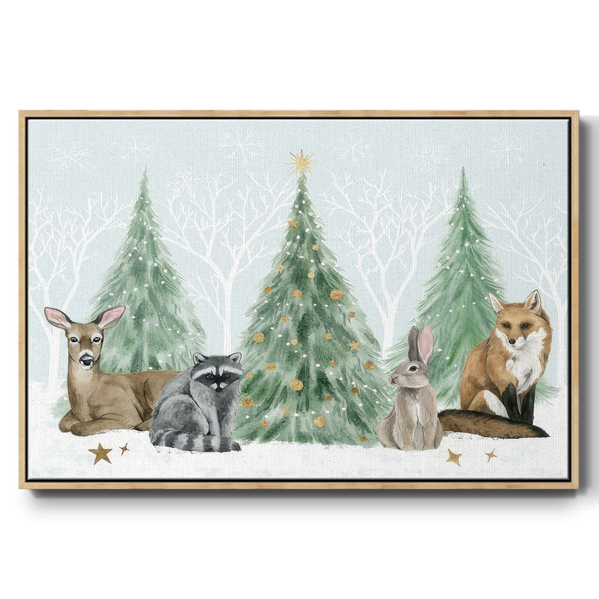 Christmas in the Forest Collection A - Framed Gallery Wrapped Canvas in Floating Frame