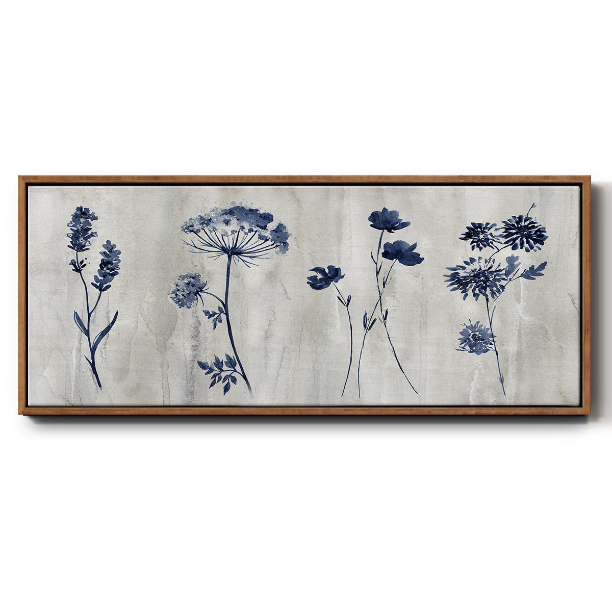 Indigo Row - Floater Framed Canvas Print