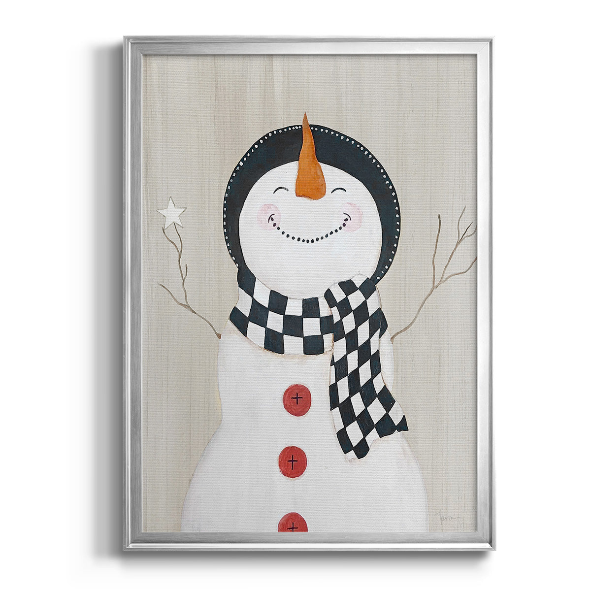 Festive Snowman II - Modern Framed Canvas Print