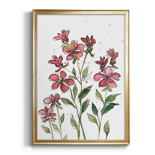 Watercolor Floral Stems II - Modern Framed Canvas Print