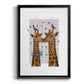 Kissing Giraffes with Birds - Modern Framed Canvas Print