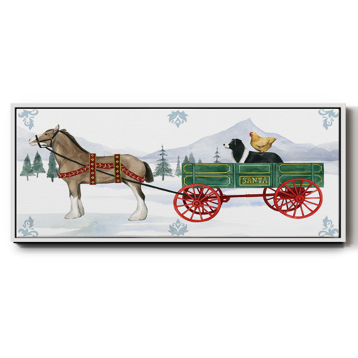 Santa's Farm Collection C - Floater Framed Canvas Print