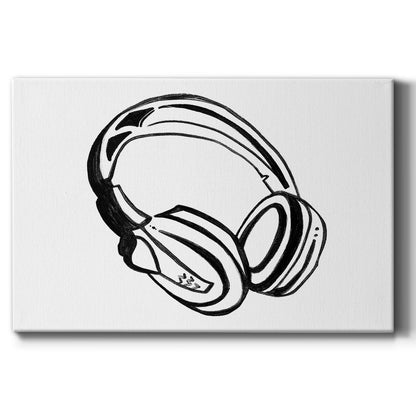Headphones Sketch - Canvas Art Print