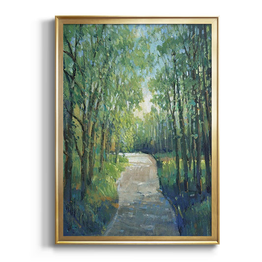 Golden Light Pathways I - Modern Framed Canvas Print